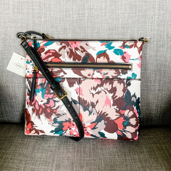 NWT Fossil Fiona Large Pink Floral Crossbody - Picture 3 of 4